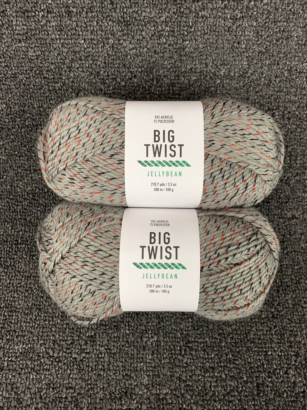 Lot Of 2 Big Twist Jellybean, Colorway Rock Candy, NEW 218.7yds Ea, 3.5oz